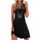thumbnail image 1 of Mini vestido de encaje de vacaciones sin mangas con cuello en V informal con estampado de verano para mujer a la moda Fridja  hj3459, 1 of 5