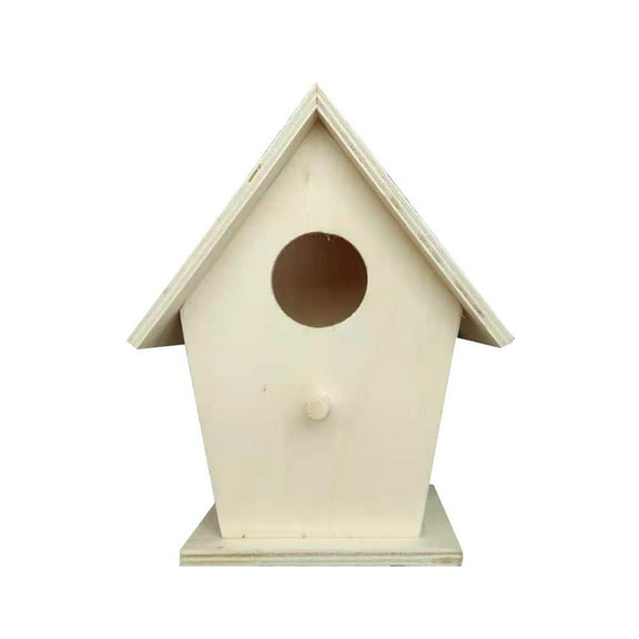 Raindrops Wood Birds Nest Box DIY Breeding Swallows Nest Outdoors Roof Wooden Bird House Hanging Decoration(Wood Color)