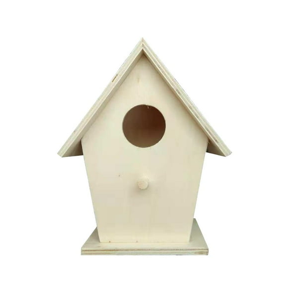 Wood Birds Nest Box DIY Breeding Swallows Nest Outdoors Roof Wooden Bird House Hanging Decoration(Wood Color)