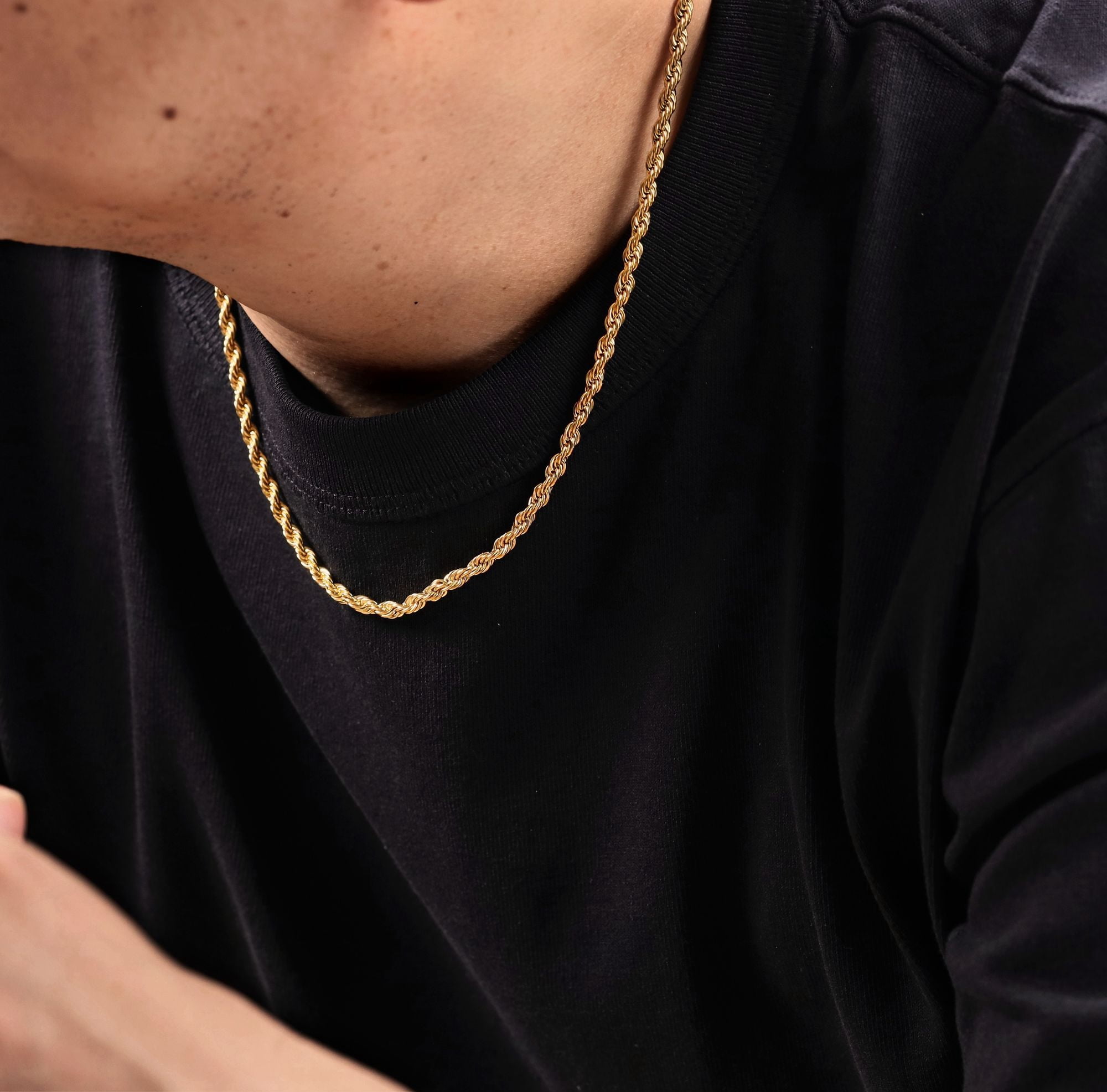 Metro Jewelry Gold Ion Plated Stainless Steel 3MM Rope Chain Necklace - 20 Inch