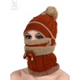 thumbnail image 6 of Gustave 3 in 1 Warm Anti-fog Beanie Hat Scarf and Mask Set, Fleece Inside Knitted Riding Cap Infinity Scarves Winter Accessories for Women (Caramel), 6 of 9