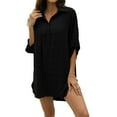 thumbnail image 3 of UVN Summer Swimsuit Coverups for Womens Chiffon Bikini Swimwear Beach Cover-Ups Ladies Loose Pom Pom Shirt Dress, 3 of 7