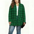 thumbnail image 4 of jobturf Plaid Jackets for Women Fall Spring Fashion Open Front Cardigan Holiday Casual Loose Long Sleeve Going Out Tops Lightweight Coats with Pockets, 4 of 5