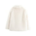 thumbnail image 3 of Women's Faux Fur Coat Faux Fur Jacket Long Sleeve Lapel Furry Winter Jackets Parka Short Coat White M, 3 of 5