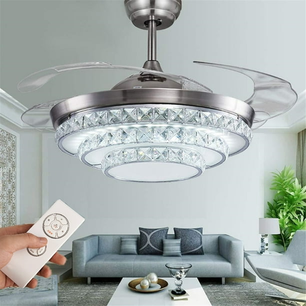 42'' Ceiling Fan Blade Crystal Chandelier Pendant Light Bedroom Dining