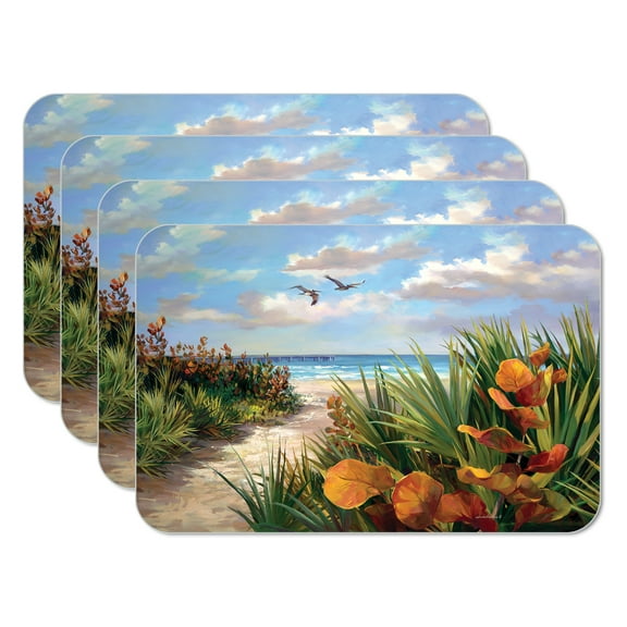 CounterArt "Path to the Ocean" 4 Pack Reversible Flexible Plastic Tabletop Placemats