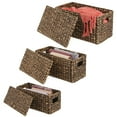 thumbnail image 6 of mDesign Woven Water Hyacinth Storage Basket, Lid/Handles, Set of 3 - Dark Brown, 6 of 8