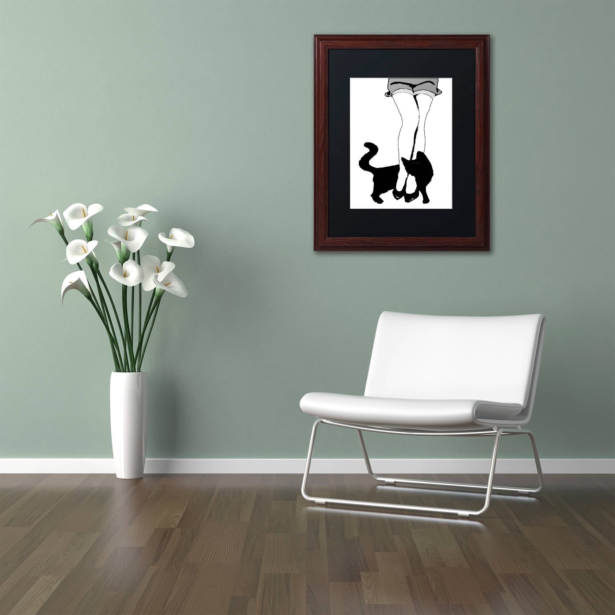 Trademark Fine Art "Black Cat" Canvas Art by Color Bakery Black Matte, Wood Frame