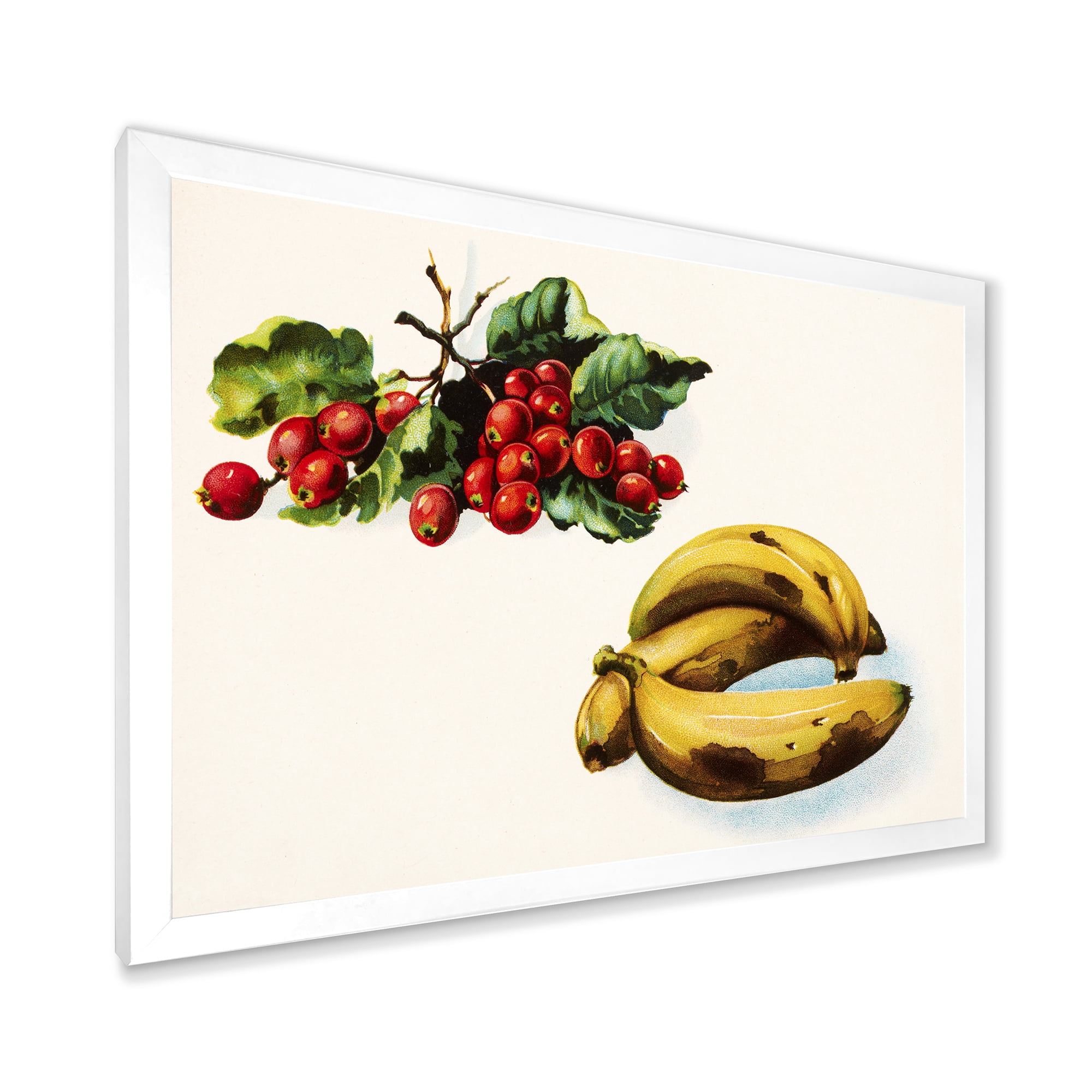 Designart 'Red Berries and Banana' Farmhouse Framed Art Print