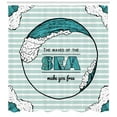 thumbnail image 3 of Beach Saying Shower Curtain, The Waves of the Sea Make You Free Phrase and Waves, Fabric Bathroom Set with Hooks, 69W X 70L Inches, Turquoise Pale Cadet Blue Black White, by Ambesonne, 3 of 3