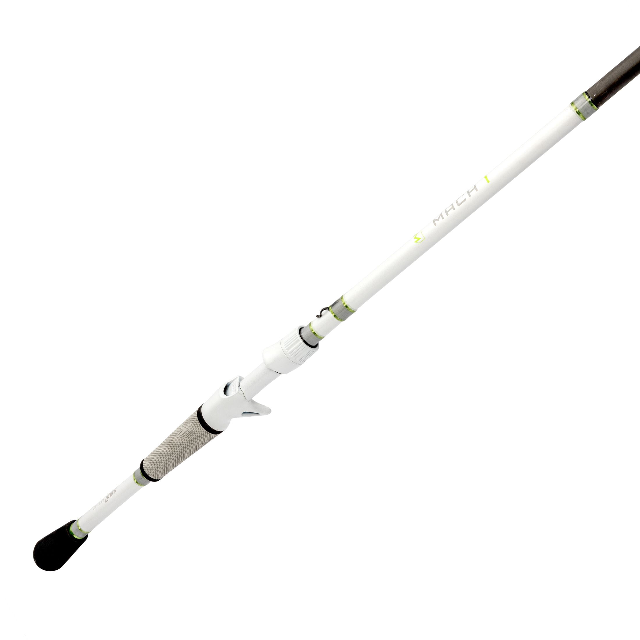 Lew’s MACH 1 Casting Fishing Rod, 7-Foot 3-Inch, 1-Piece IM7 Graphite Rod with Heavy Power and Fast Action, Winn Dri-Tac Split-Grip, Graphite Skeletal Reel Seat, White/Black/Green