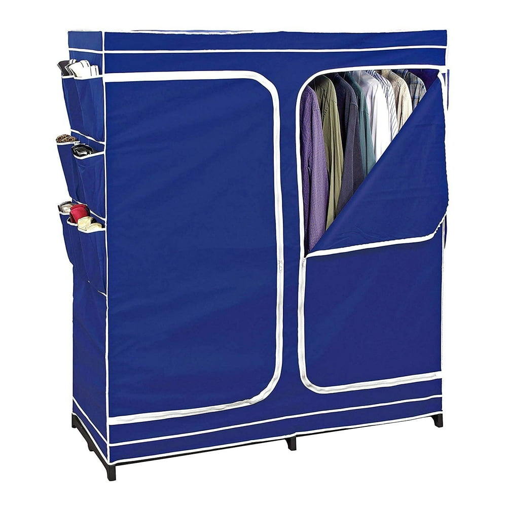 Clothes Closet Double Door Storage Closet Seasonal Storage Unit Wardrobe Organizer Easy Zip, Non