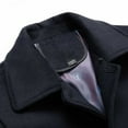 thumbnail image 5 of Lovskoo 2024 Mens Winter Coats Single Breasted Pea Coat Business Woolen Coat Turn-Down Collar Button Medium Style Overcoat Trench Coat Navy, 5 of 8