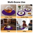 thumbnail image 2 of Black Purple Plaid Round 15 Inch Placemats Set of 2, Farmhouse Simple Buffalo Checked HeatResistant Non Slip Place Mats for Dining Table, Wipeable Braided Kitchen Table Mats for Housewarming, 2 of 9