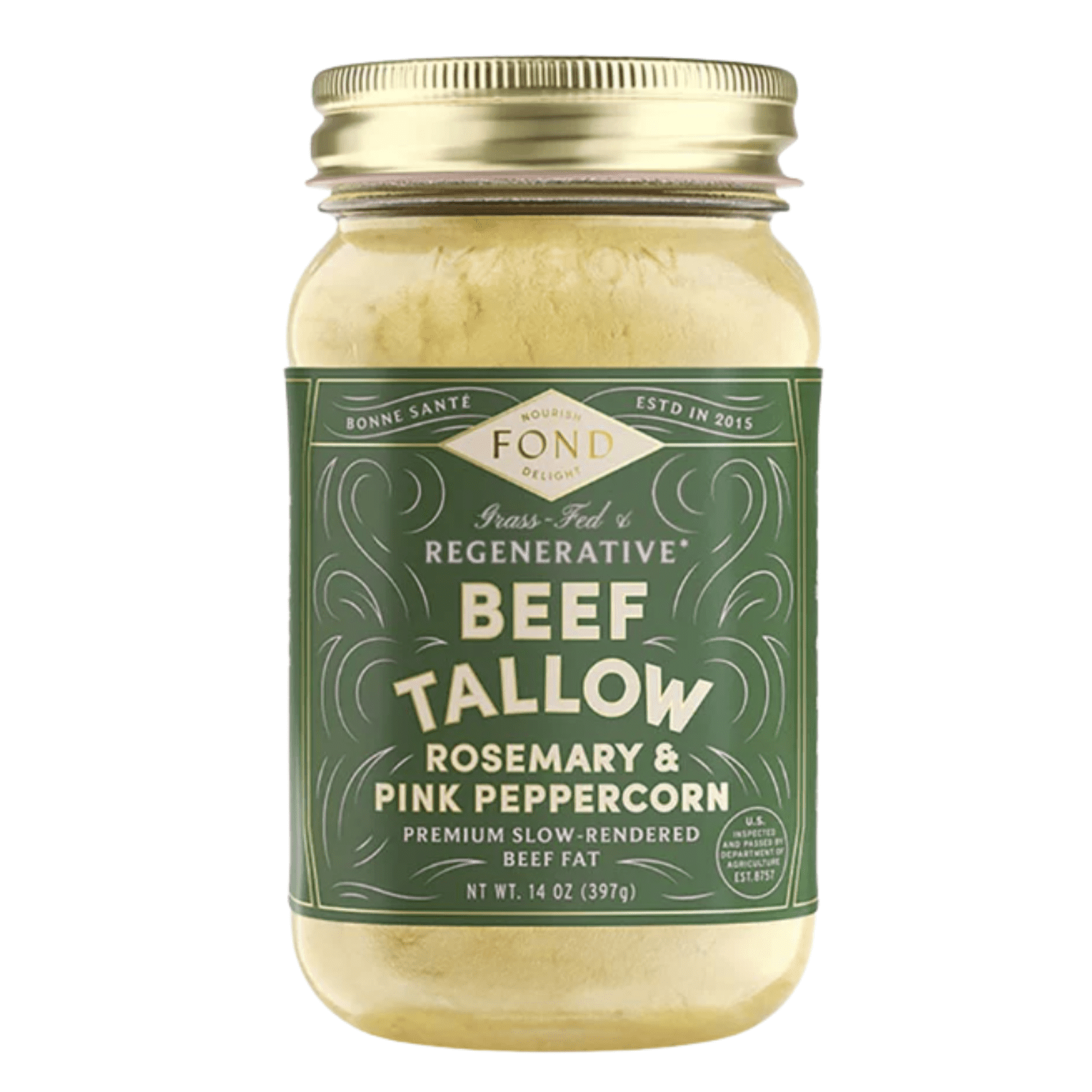 Fond Beef Tallow Rosemary and Pink Peppercorn Grass-Fed and Regenerative 2 Pack 14 oz