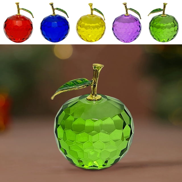 Adorno Navideño de Manzanas Facetadas de Cristal Azul | Figuras Coleccionables para Decoración Navideña | 8,5 X 7 X 6 Cm | Dcc250811001Bu
