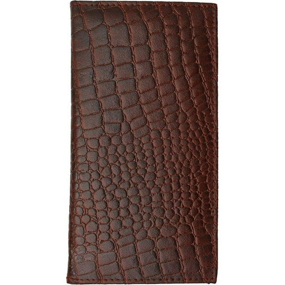 Marshal Genuine Leather Slim Crocodile Checkbook Cover Burgundy