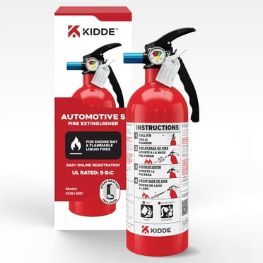 Kidde Fire Extinguisher for Vehicles, Single-Use, Dry Chemical, 5BC, Strap Bracket Included