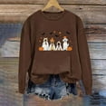 thumbnail image 4 of Reduced,GA WEIHUA Women Halloween Pumpkin Shirts Funny Dog Ghost Graphic Sweatshirt Cute Spooky Season Party Fake Two Piece Sweater Fall Pullover Top 2024 Trendy,Brown,M, 4 of 5