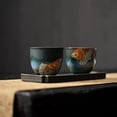 thumbnail image 4 of Vintage Tea Cup Set Ceramic Teacup With Tray Kung Fu Tea Set Couple Cup Set Hand-painted Koi Carp Kiln Transformation Tea Cup, 4 of 7