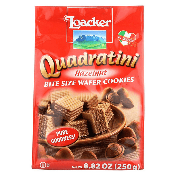 Loacker Quadratini Hazelnut Bite Size Wafer Cookies, 8.82 oz [Pack of 6]