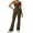 Khaki, variant on Women's Tank Skinny Jumpsuit, Solid Color Sleeveless U-Neck Back Cutout Wide Leg Pants Playsuit Clubwear