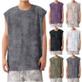 thumbnail image 2 of Big & Tall Men's Acid Wash Sleeveless Tank Tops Workout Bodybuilding Muscle Shirts Casual Loose Fit Streetwear Crew Neck Athletic Summer Athleisure, 2 of 8