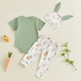 thumbnail image 4 of UngA My First Easter Baby Boy Outfit Bunny Short Sleeve Romper Pants Hat Infant Onesie Newborn Spring Summer Clothes (Green,6-9 Months), 4 of 7