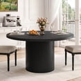 thumbnail image 6 of ROGALIS 47 inch Round Dining Table for 4-6, Circle Kitchen Table with Wood Strip Base, Modern Farmhouse Dinner Tables for Kitchen, Living Room, Black, 6 of 9