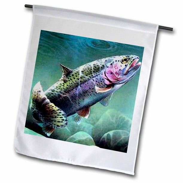 3dRose Rainbow Trout Garden Flag, 12 by 18inch