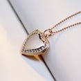 thumbnail image 4 of Women Rhinestone Heart Photo Frame Locket Necklace Clavicle Chain Jewelry Gift, 4 of 8