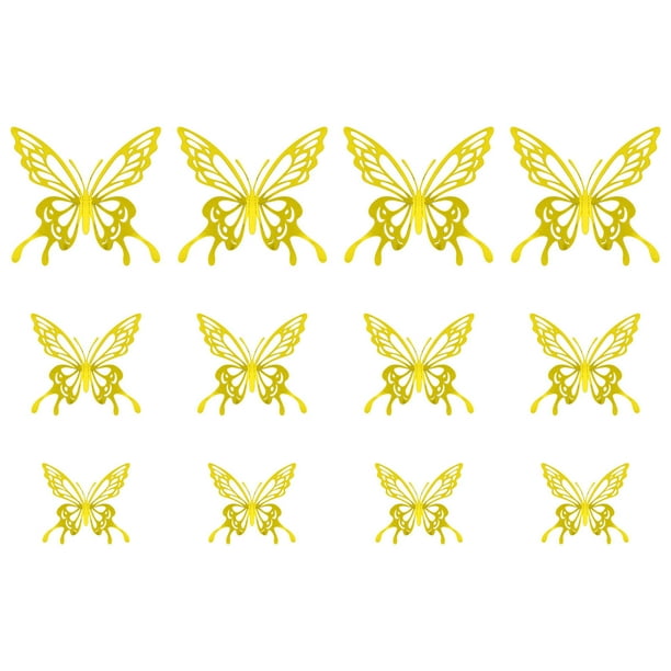 Adhesivo de pared de mariposa 3D | Decoración hueca voladora para el hogar | Calcomanía de cartón autoadhesiva para fiestas | Arte de pared removible y reutilizable para dormitorio