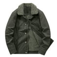 thumbnail image 2 of Fesfesfes Fleece Coat for Men Casual Fashion Solid Turn-down Collar Zipper Padded Thermal Jacket Coat On Sale, 2 of 8