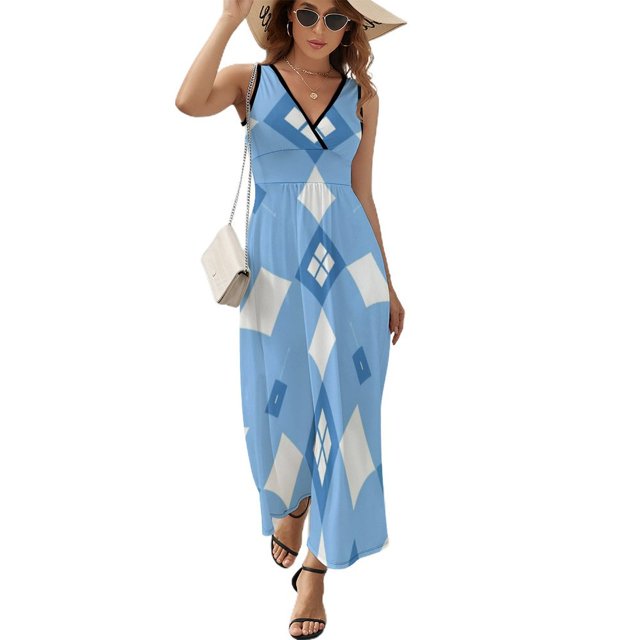 Diamond Grid Vestido Sin Mangas Vestidos Para Mujer, Vestido Suelto De Verano 2025