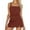 Brown, variant on Women's Vintage High Waisted Tankini Set - Push Up Bra, Side Slit Skirt - Nylon Spandex Swimwear