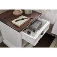 thumbnail image 3 of Distressed White and Deep Brown Nightstand With Shelves, 3 of 9