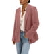 thumbnail image 1 of Blazer para mujer, chaqueta con botones de color liso, doble bolsillo, solapa, blazer de traje de moda, top de poliéster para mujer, 1 of 8