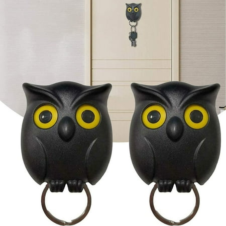 

HeYii 2Pcs Hook Self-adhesive Cute Night Owl Shape ABS Durable Key Hangers Gift for Door White