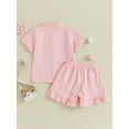 thumbnail image 3 of Bagilaanoe 2pcs Toddler Baby Girls Shorts Set Short Sleeve Shirt  Tops + Shorts 12M 18M 24M 3T 4T 5T Kids Casual Summer Clothes, 3 of 8