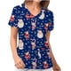 thumbnail image 1 of Blusa informal de manga corta con cuello en V para mujer a la moda navideña con bolsillos estampados para mujer Pompotops hkajfhjk457749, 1 of 6