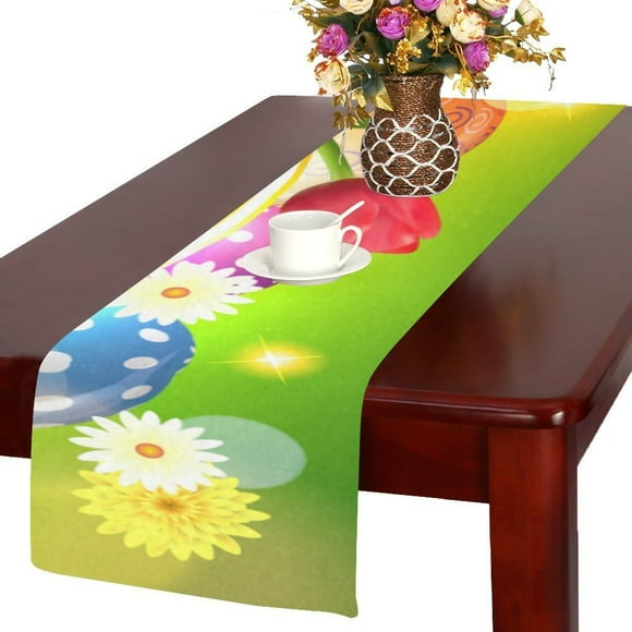 MYPOP Happy Easter Colorful Eggs Kitchen Dining Table Runner 14x72 Inches For Dinner Parties, Events, Decor