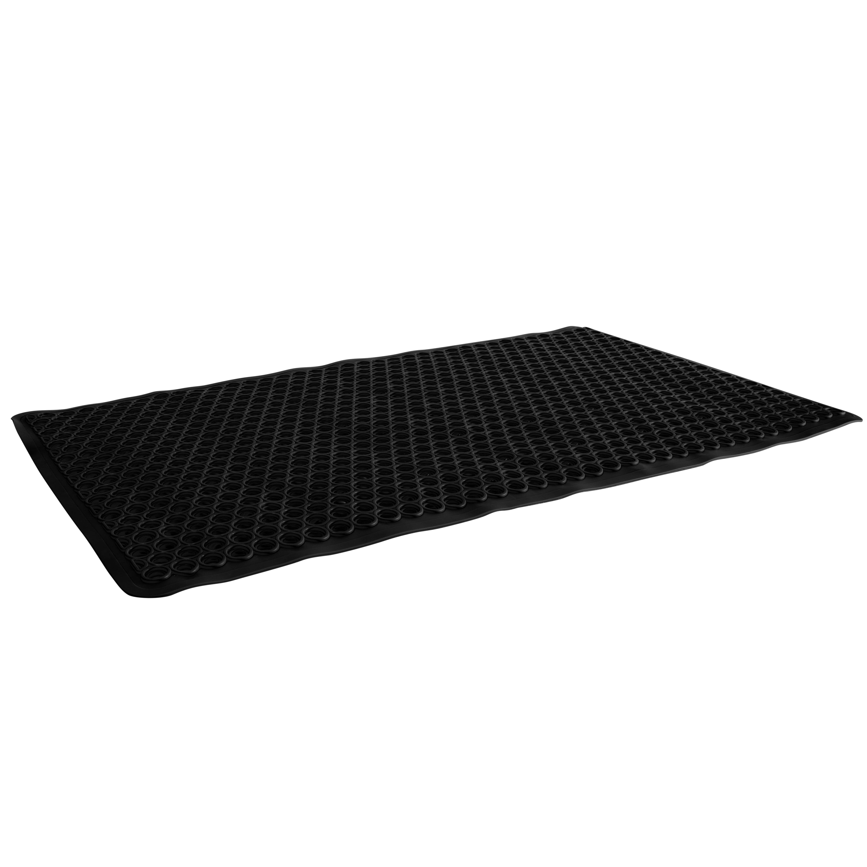 Bath Bliss Matte Black PVC Bath Rug, 1.33' x 2.35', Self-Draining
