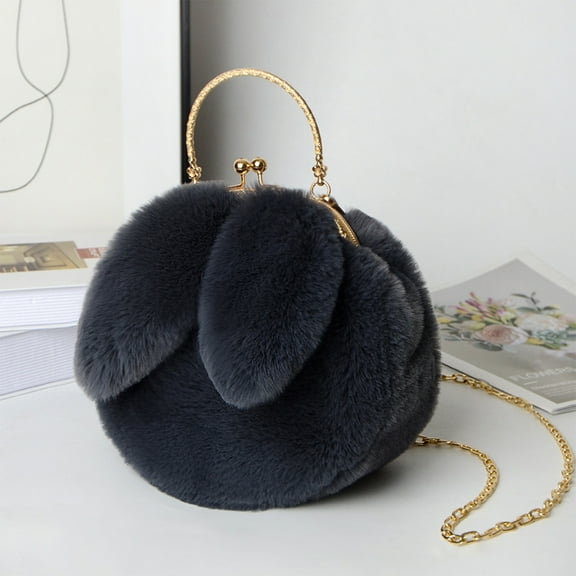 Linnome Easter Plush Bunny Crossbody Bag Soft Bunny Purse Daily Outfit Accessory Easter Holiday Gift Supplies For Women