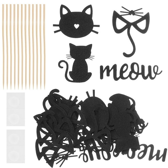 WHAMVOX  24 Pcs Cat Theme Birthday Decorations Stuff Colorful Cake Toppers
