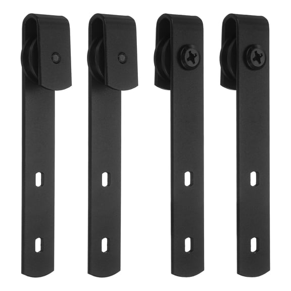 4Pack Sliding Barn Door Hardware Hanger, Mini Sliding Door Hardware for TV Stands Wardrobe Small Cabinets (127.5x25mm, Curved End)