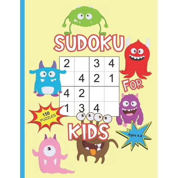 Sudoku For Kids Ages 4-8: Sudoku With Cute Monster Books For Kids, 4x4 Sudoku For Toddlers (Paperback) by Ziesmerch Publishing