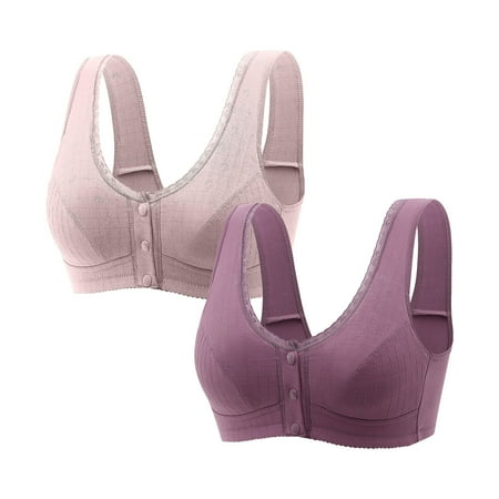 Clearance! HCURIBAD Wireless Bras  Seamless Bra Womens Daisy Bra Sports Bras Front Snaps Seniors Wireless Beauty Back Full Coverage Comfor Easy Close Bras  Backless Bra  Bras for Women Rose Gold 3XL