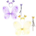 thumbnail image 1 of Varita y diadema de mariposa con alas de mariposa de hadas para niñas, vestido de princesa para niñas pequeñas, 1 of 5