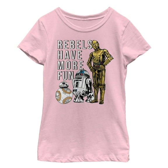 Girl's Star Wars The Last Jedi Droids Have More Fun  Graphic Tee Light Pink X Small