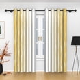 thumbnail image 7 of Lfeey Yellow White Blackout Curtains for Bedroom 63 Inches Long, Insulated Grommet Curtains, 2 Panel, 7 of 7